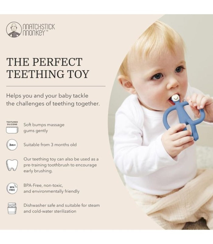 Matchstick Monkey Teething Toy Air Force Blue