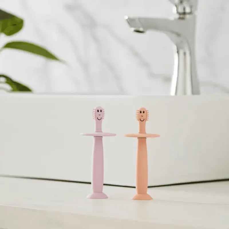 Matchstick Monkey Training Toothbrush With Stopper Dusty Pink & Lilac (3M Plus)