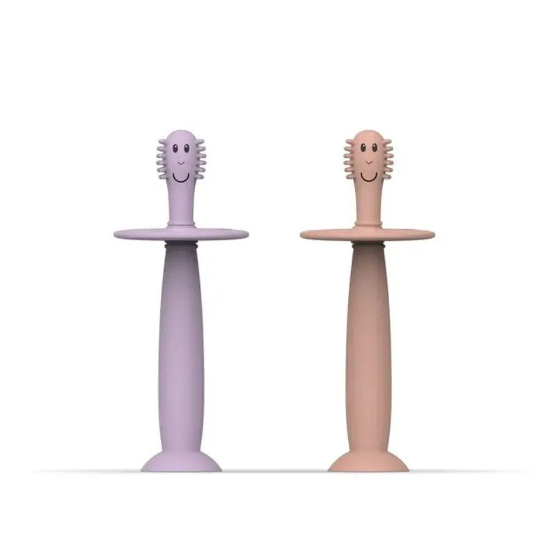 Matchstick Monkey Training Toothbrush With Stopper Dusty Pink & Lilac (3M Plus)