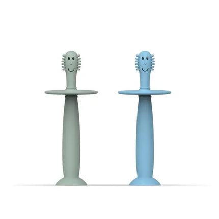 Matchstick Monkey Training Toothbrush With Stopper Mint Green & Light Blue (3M Plus)
