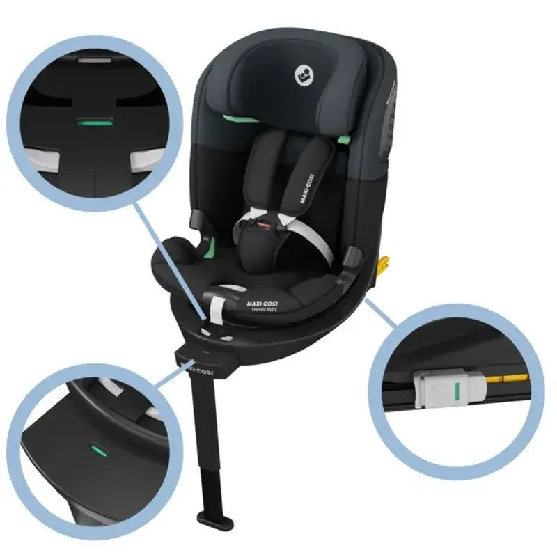 Maxi Cosi Emerald 360S Car Seat & Base Dual Tone Grey Black