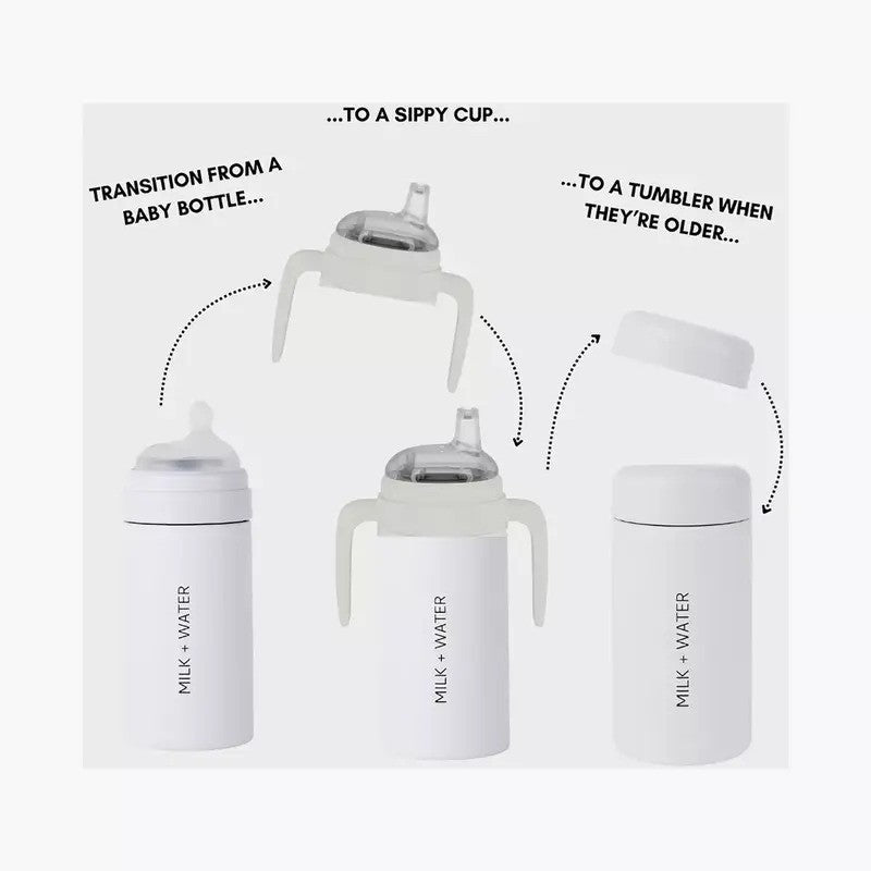 Milk + Water Sippy Cup Handles (6m-Plus) Spout Cool Grey