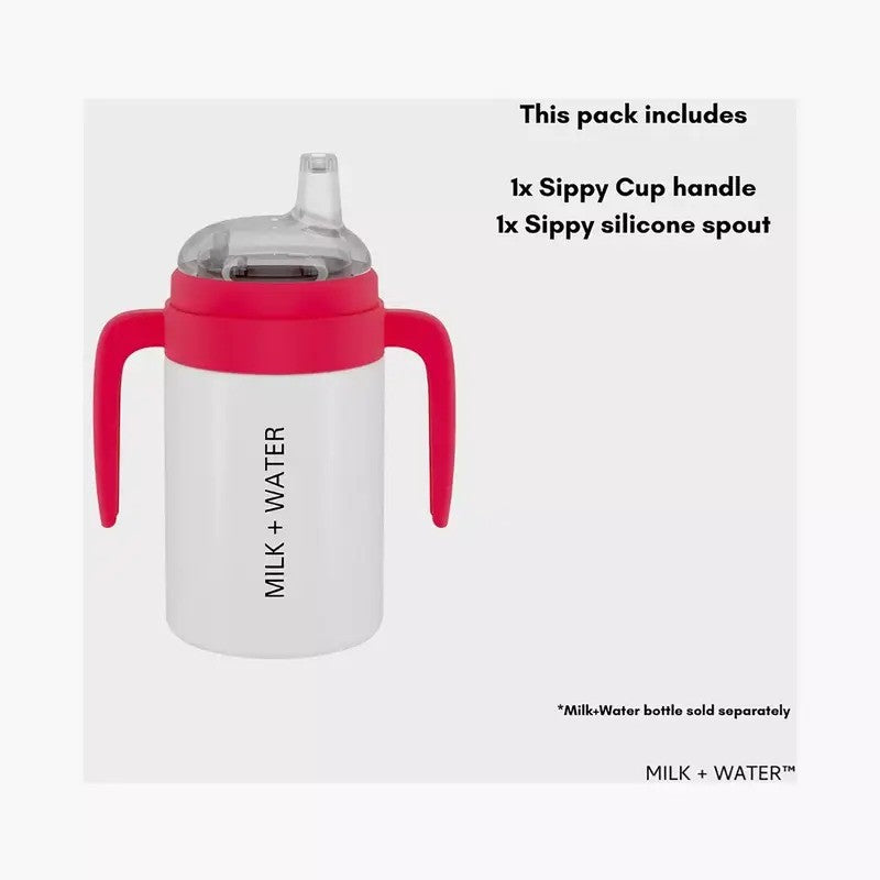 Milk + Water Sippy Cup Handles (6m-Plus) Spout Pinky Red