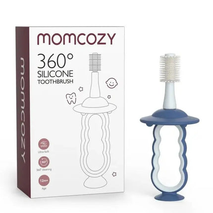Momcozy 360 Baby Silicone Toothbrush with Case Blue (36m Plus)