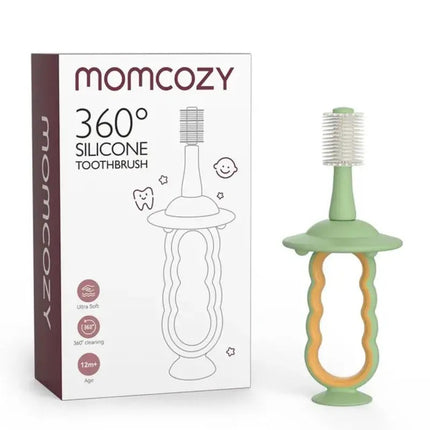 Momcozy 360 Baby Silicone Toothbrush with Case Green (36m Plus)