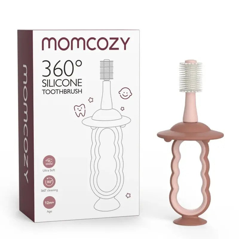 Momcozy 360 Baby Silicone Toothbrush with Case Pink (36m Plus)