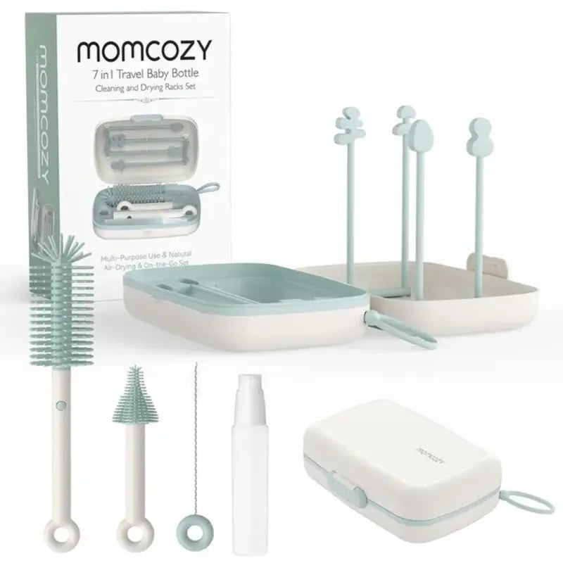 Momcozy 7 in 1 Travel Baby Bottle Cleaning & Drying Set