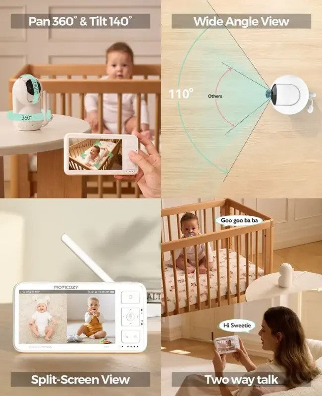 Momcozy BM014 Video Baby Monitor White (5.5-inch Full HD Display)