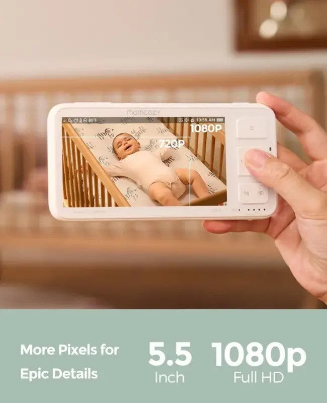Momcozy BM014 Video Baby Monitor White (5.5-inch Full HD Display)