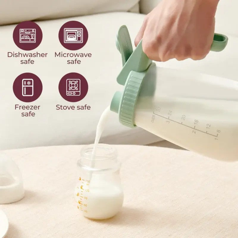 Momcozy Breast Milk Glass Storage Container 32oz Green