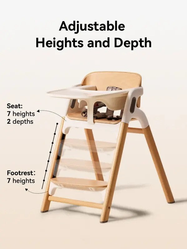 Momcozy DinerPal Wooden High Chair for Babies (6M - Plus)