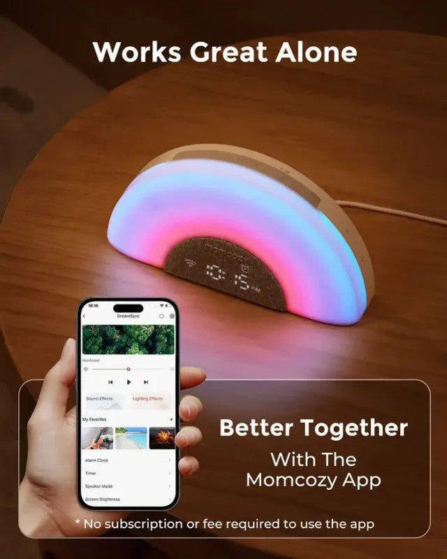 Momcozy DreamSync Tech Smart Baby Sound Machine Rainbow Light & App Control
