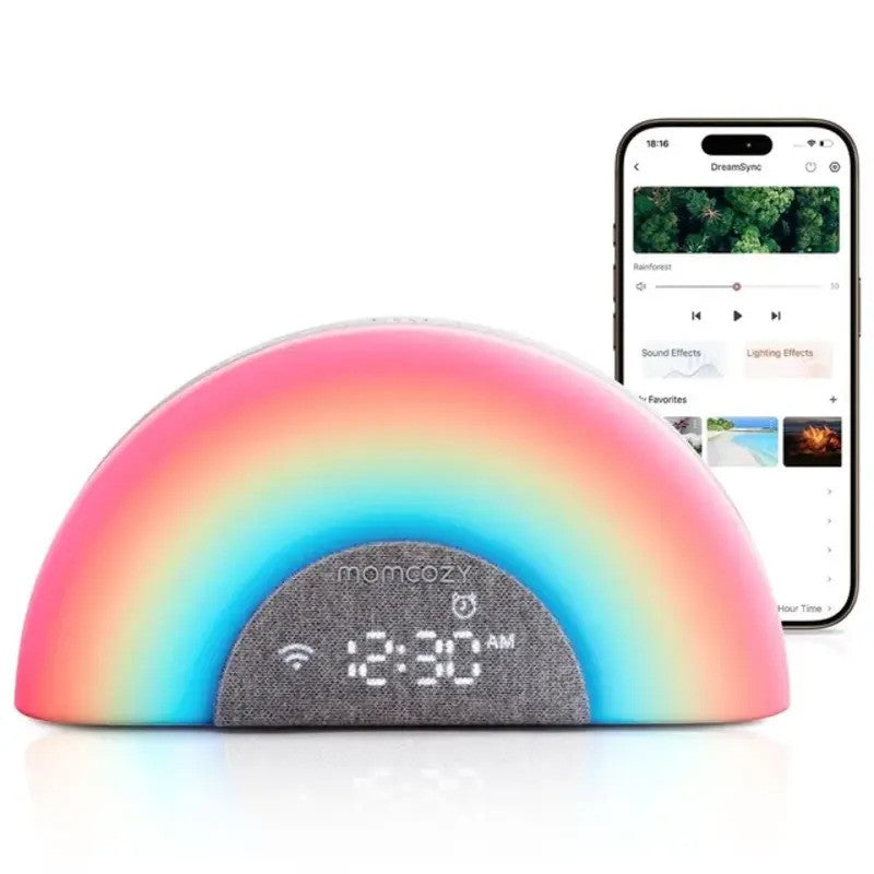 Momcozy DreamSync Tech Smart Baby Sound Machine Rainbow Light & App Control