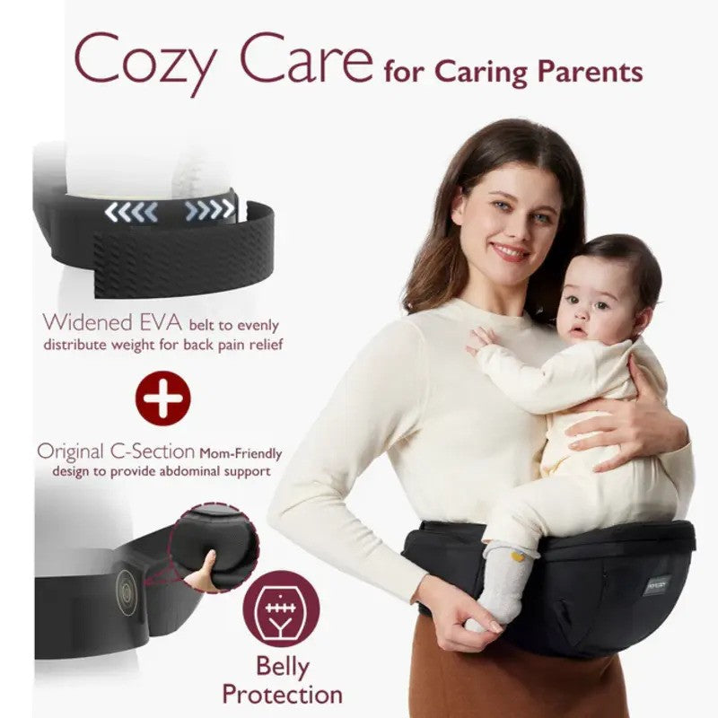 Momcozy Hip Seat Baby Carrier Medium Black (Age 0M-36M)