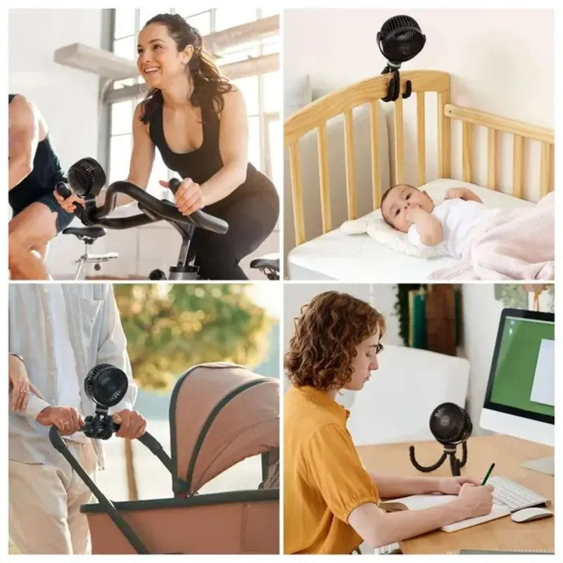 Momcozy Rechargeable Portable Stroller Fan Black