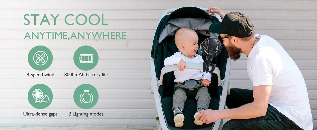 Momcozy Rechargeable Portable Stroller Fan Black