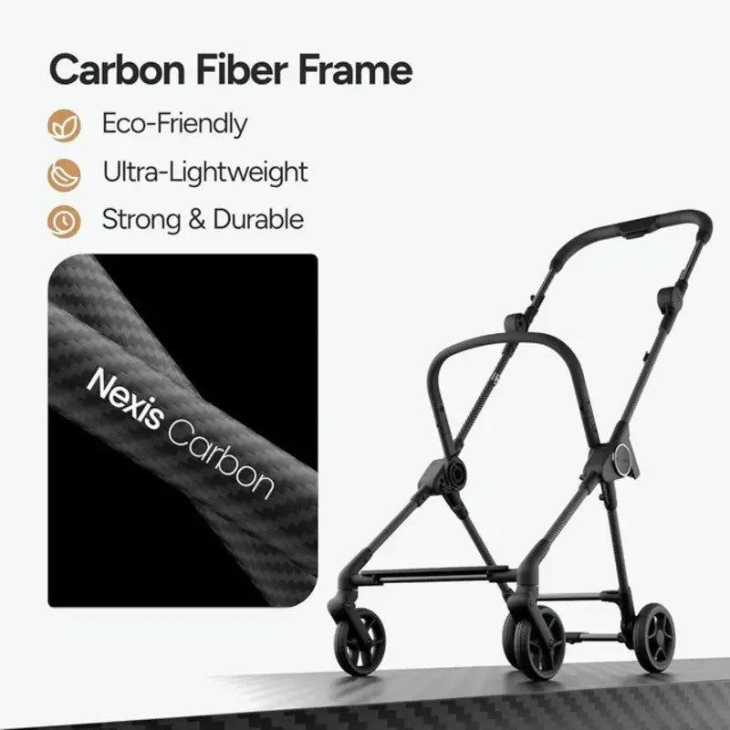 Mompush Nexis Carbon Fiber Frame Ultra-Lightweight Stroller Grey (0M-Up to 22.7Kg)