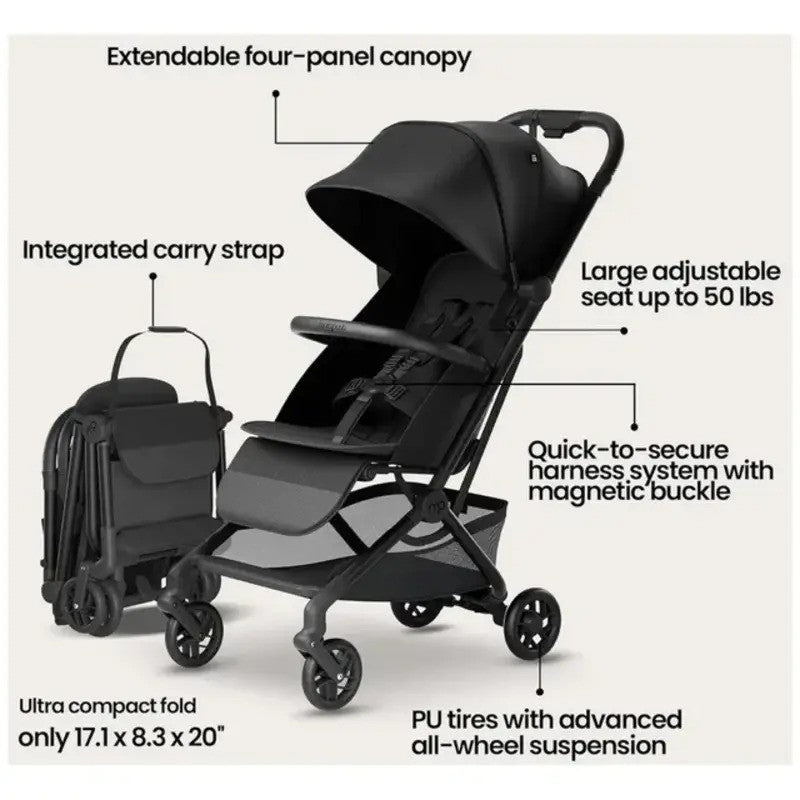 Mompush Velo Ultra-Compact Stroller Black (0M-Up to 22kg)