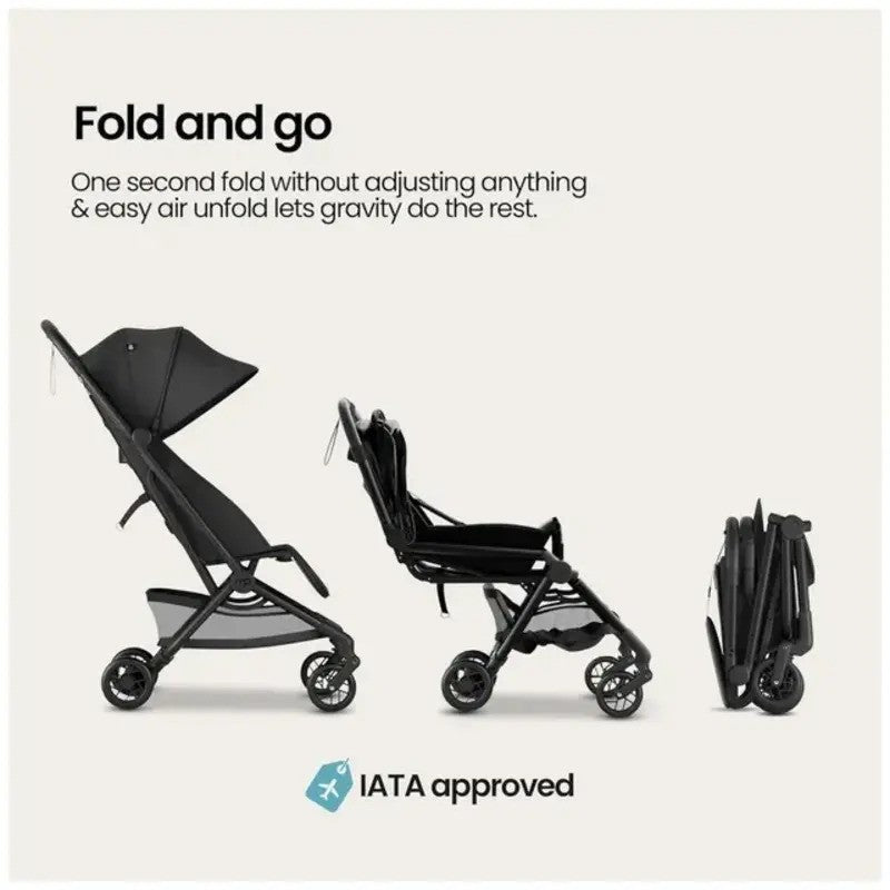 Mompush Velo Ultra-Compact Stroller Black (0M-Up to 22kg)