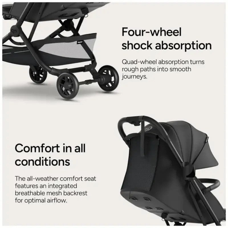 Mompush Velo Ultra-Compact Stroller Black (0M-Up to 22kg)