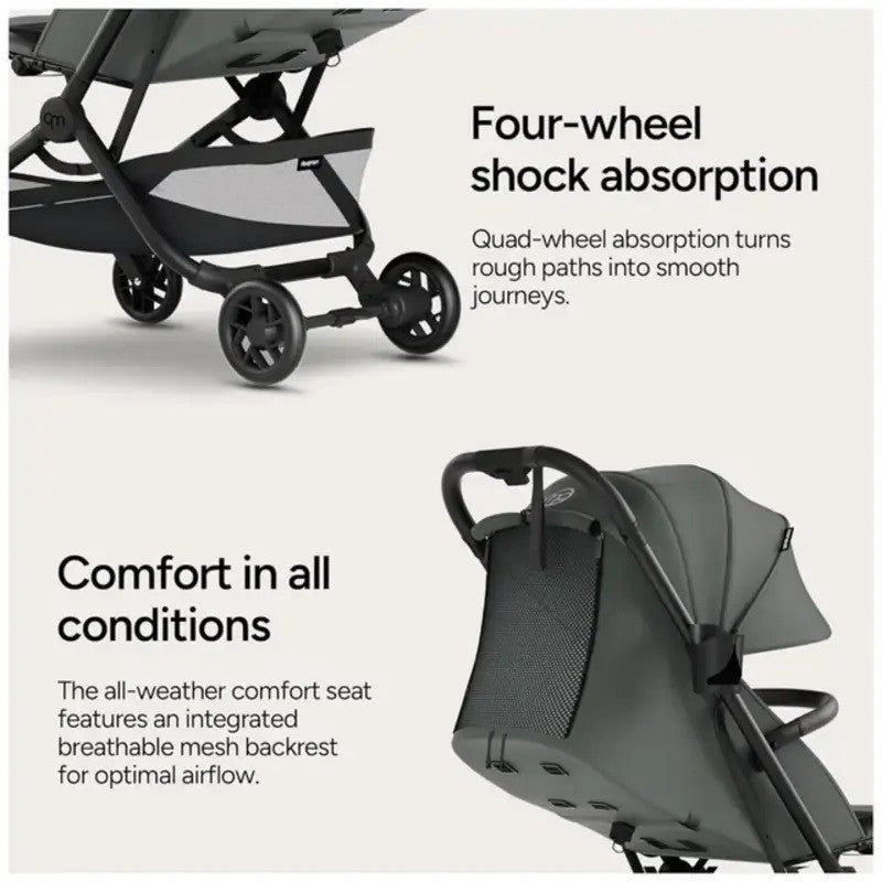 Mompush Velo Ultra-Compact Stroller Green (0M-Up to 22kg)