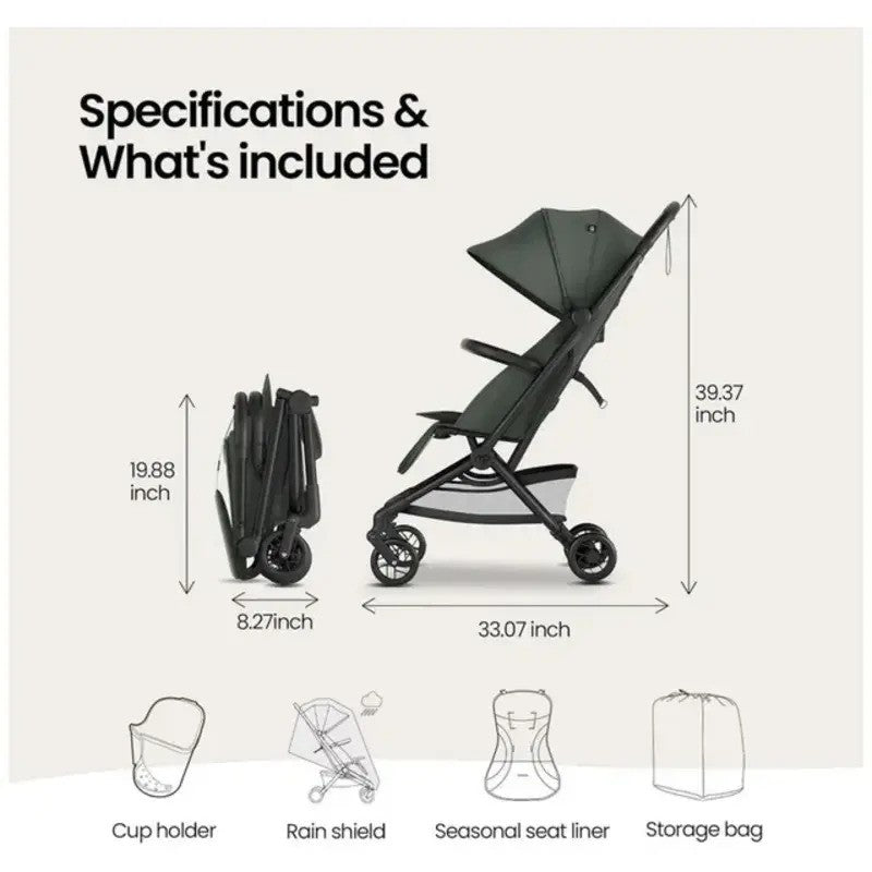 Mompush Velo Ultra-Compact Stroller Green (0M-Up to 22kg)