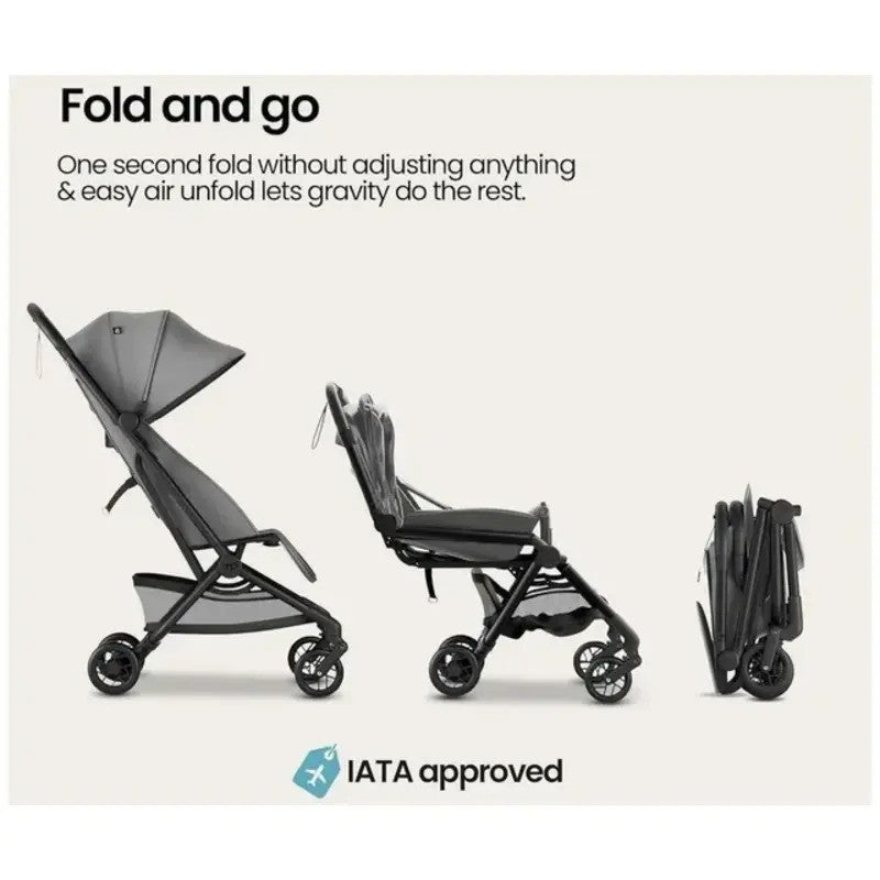 Mompush Velo Ultra-Compact Stroller Grey(0M-Up to 22kg)