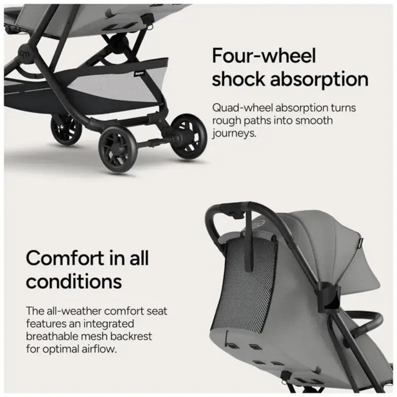 Mompush Velo Ultra-Compact Stroller Grey(0M-Up to 22kg)