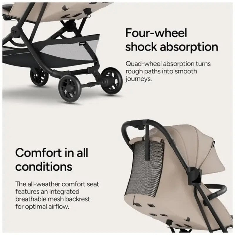 Mompush Velo Ultra-Compact Stroller Khaki (0M-Up to 22kg)