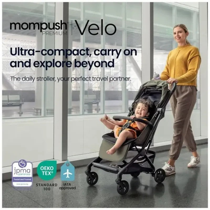Mompush Velo Ultra-Compact Stroller Khaki (0M-Up to 22kg)