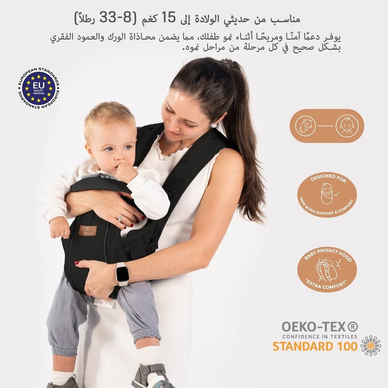 Neobreez ATLIX 3-in-1 Baby Carrier Black (8-33lbs 0m-Plus)