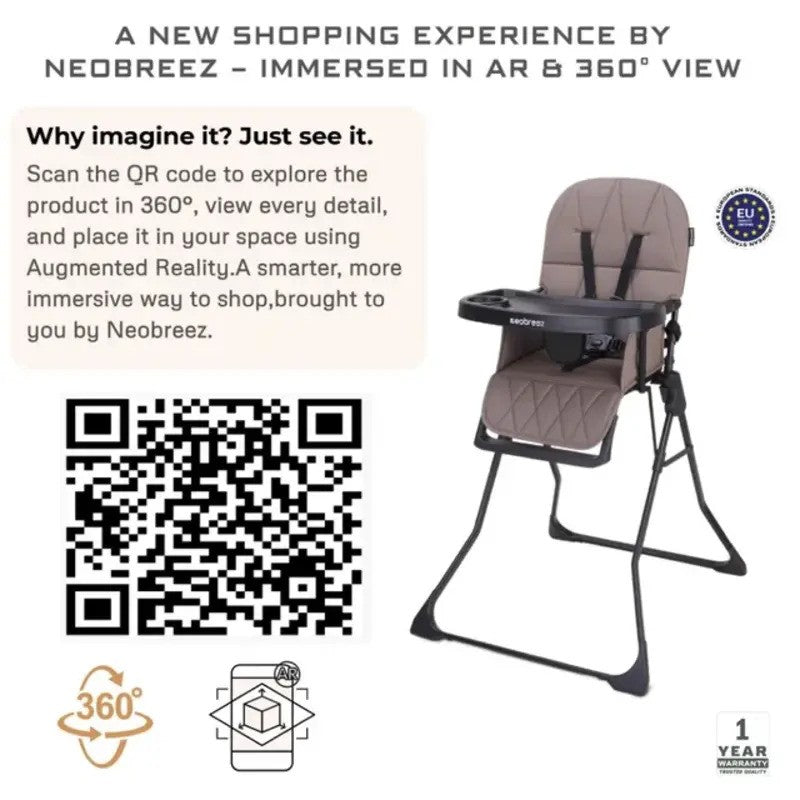 Neobreez Cris Baby High Chair Brown Black (6M-3Yrs)