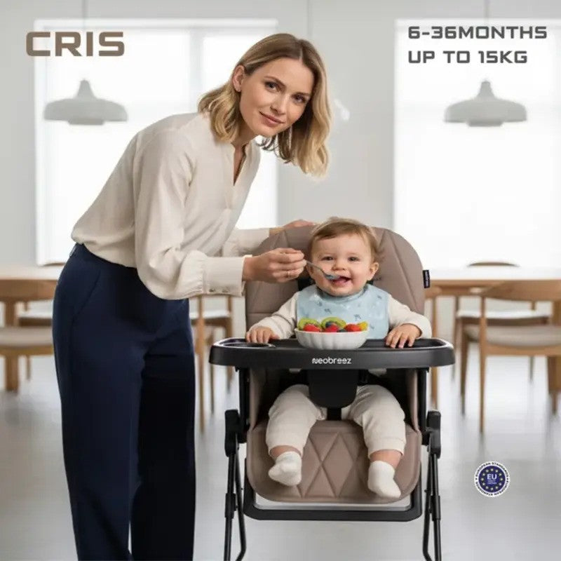 Neobreez Cris Baby High Chair Brown Black (6M-3Yrs)