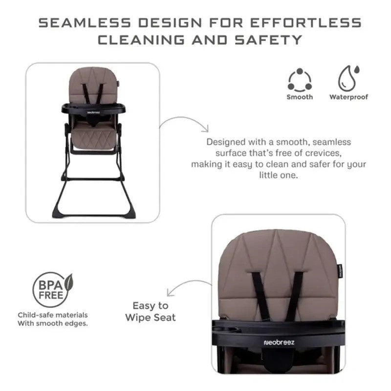 Neobreez Cris Baby High Chair Brown Black (6M-3Yrs)