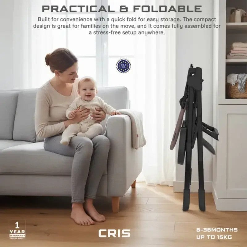 Neobreez Cris Baby High Chair Brown Black (6M-3Yrs)