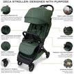 Neobreez DECA Ultra-Lightweight Stroller (Matt Black Frame) 0-4yrs Olive Green