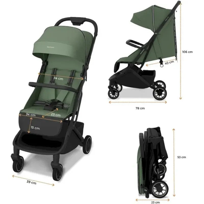Neobreez NEOLITE Ultra-Compact Stroller (Matt Black Frame) 0-4yrs Olive Green Black