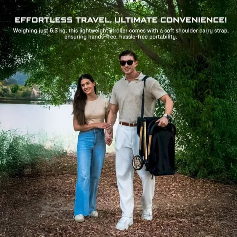 Neobreez NEOLITE Ultra-Compact Stroller (Matt Black Frame) 0-4yrs Olive Green Black