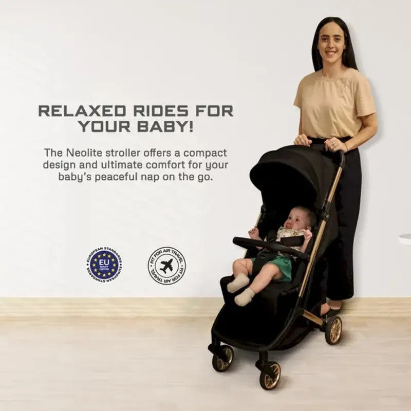 Neobreez NEOLITE Ultra-Compact Stroller (Matt Black Frame) 0-4yrs Olive Green Black