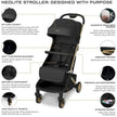 Neobreez NEOLITE Ultra-Compact Stroller (Rosegold Frame) 0-4yrs Black