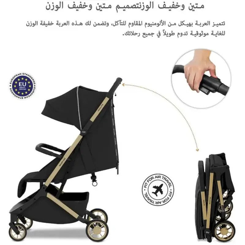 Neobreez NEOLITE Ultra-Compact Stroller (Rosegold Frame) 0-4yrs Black