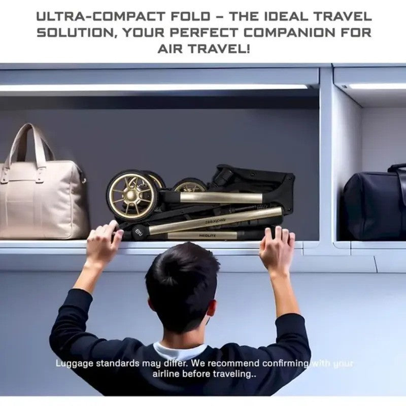 Neobreez NEOLITE Ultra-Compact Stroller (Rosegold Frame) 0-4yrs Black