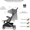 Neobreez NEOLITE Ultra-Compact Stroller (Silver Frame) 0-4yrs Dark Grey Black