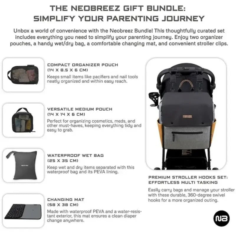 Neobreez NIXE Multifunctional Diaper Backpack Gray Black