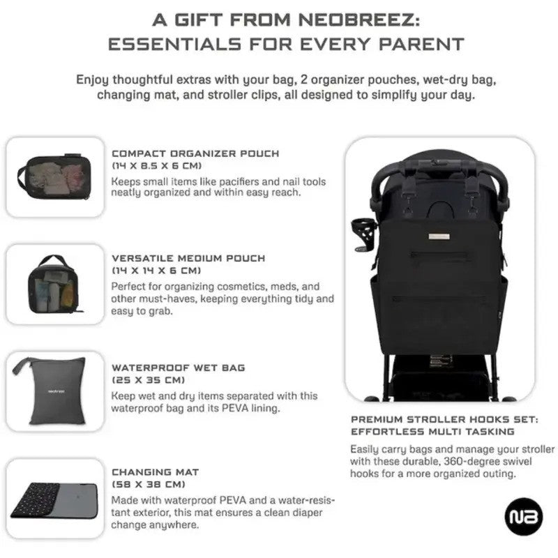 Neobreez RILO Multi-function Diaper Backpack Black