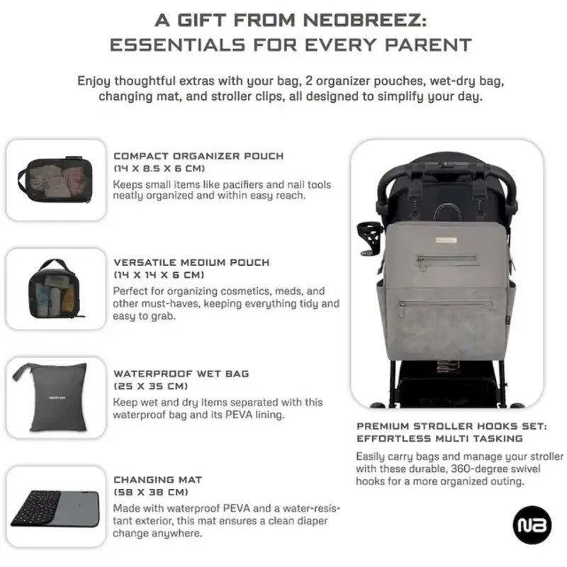 Neobreez RILO Multi-function Diaper Backpack Stone Gray