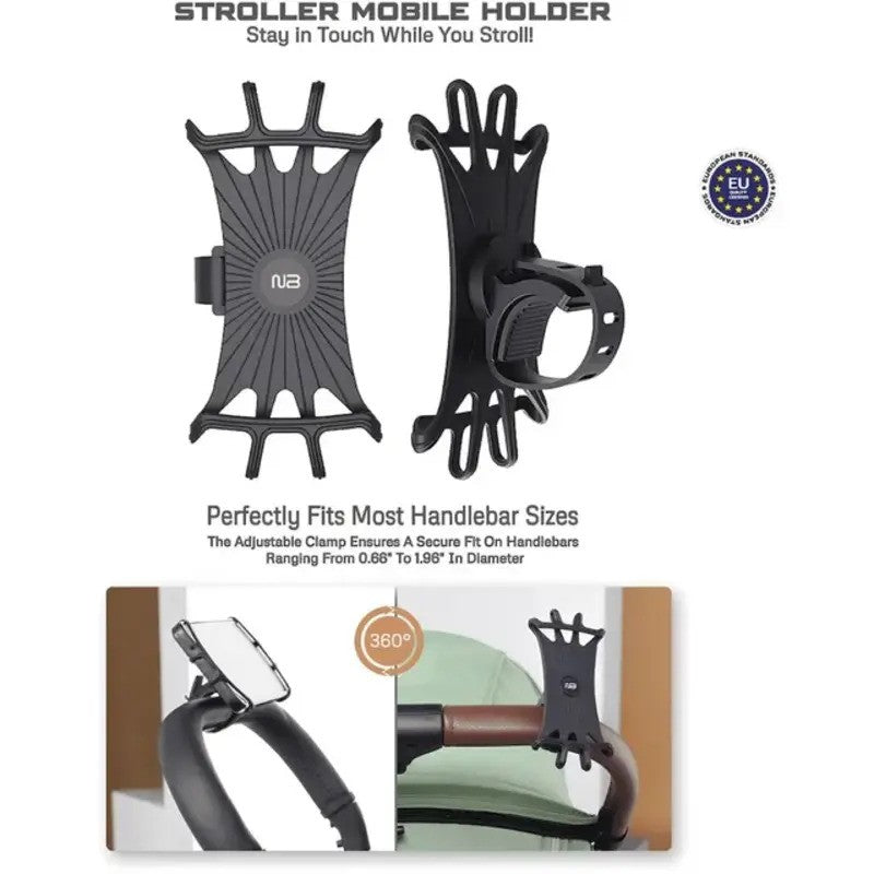 Neobreez Stroller Silicone Universal Phone Holder Black