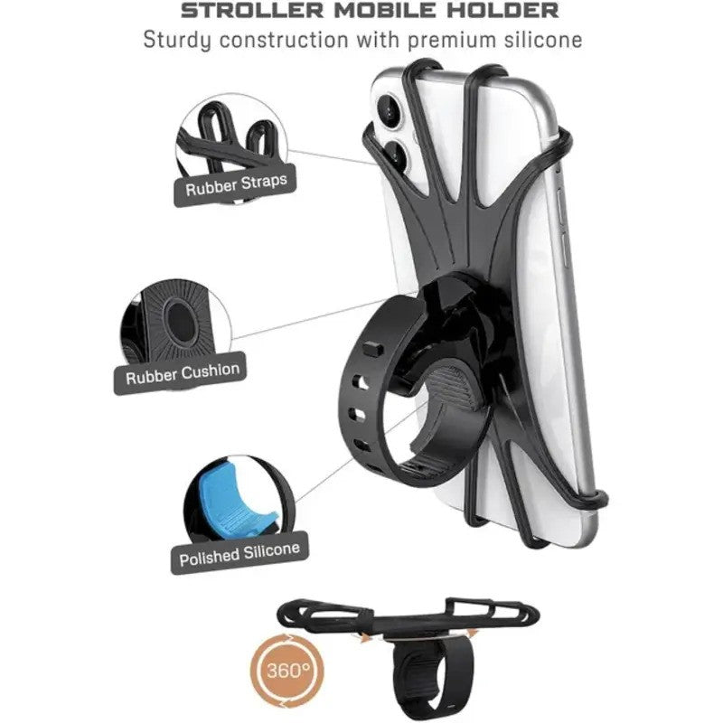 Neobreez Stroller Silicone Universal Phone Holder Black