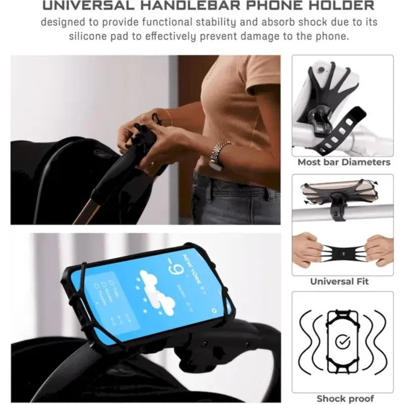Neobreez Stroller Silicone Universal Phone Holder Black