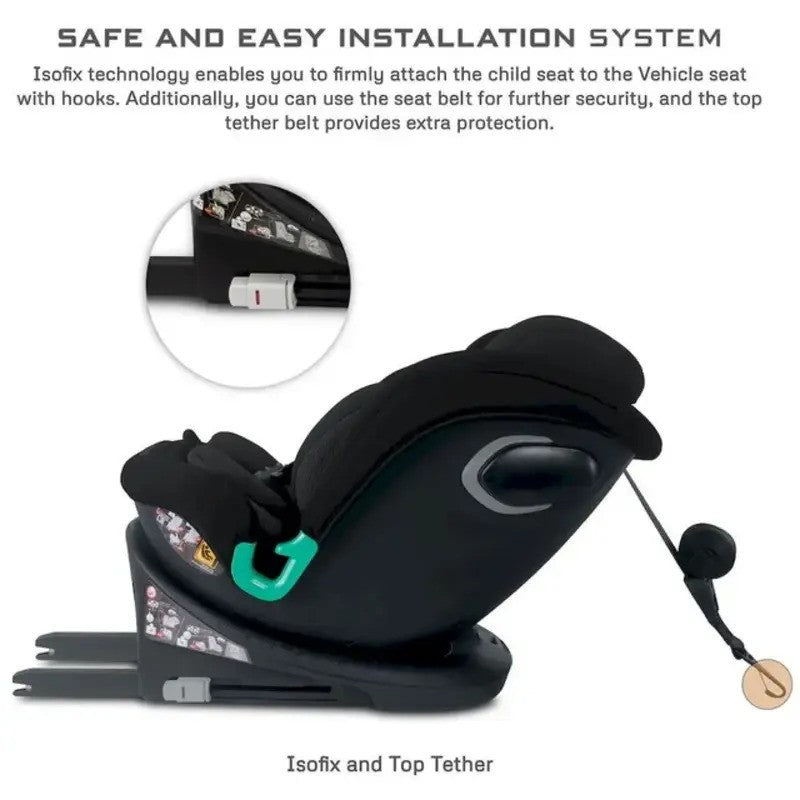 Neobreez i-GUARDIA 360 Swivel Car Seat Isofix System 0-12yrs Black